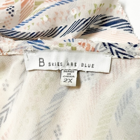 Skies Are Blue ruffle boho top 2X stripe blouse shirt sleeveless white spring - Picture 6 of 11